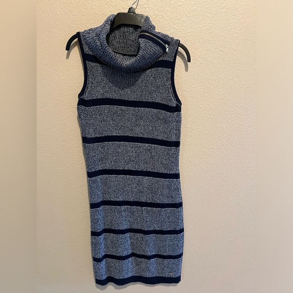 Tommy Hilfiger Blue Striped Turtleneck Sweater Dress - Picture 1 of 8